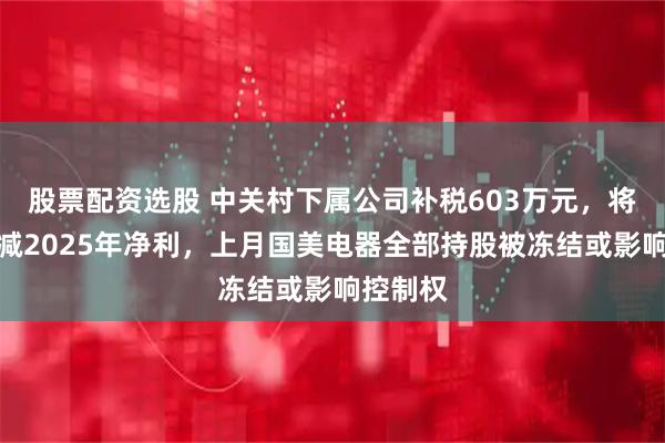 股票配资选股 中关村下属公司补税603万元，将全额冲减2025年净利，上月国美电器全部持股被冻结或影响控制权